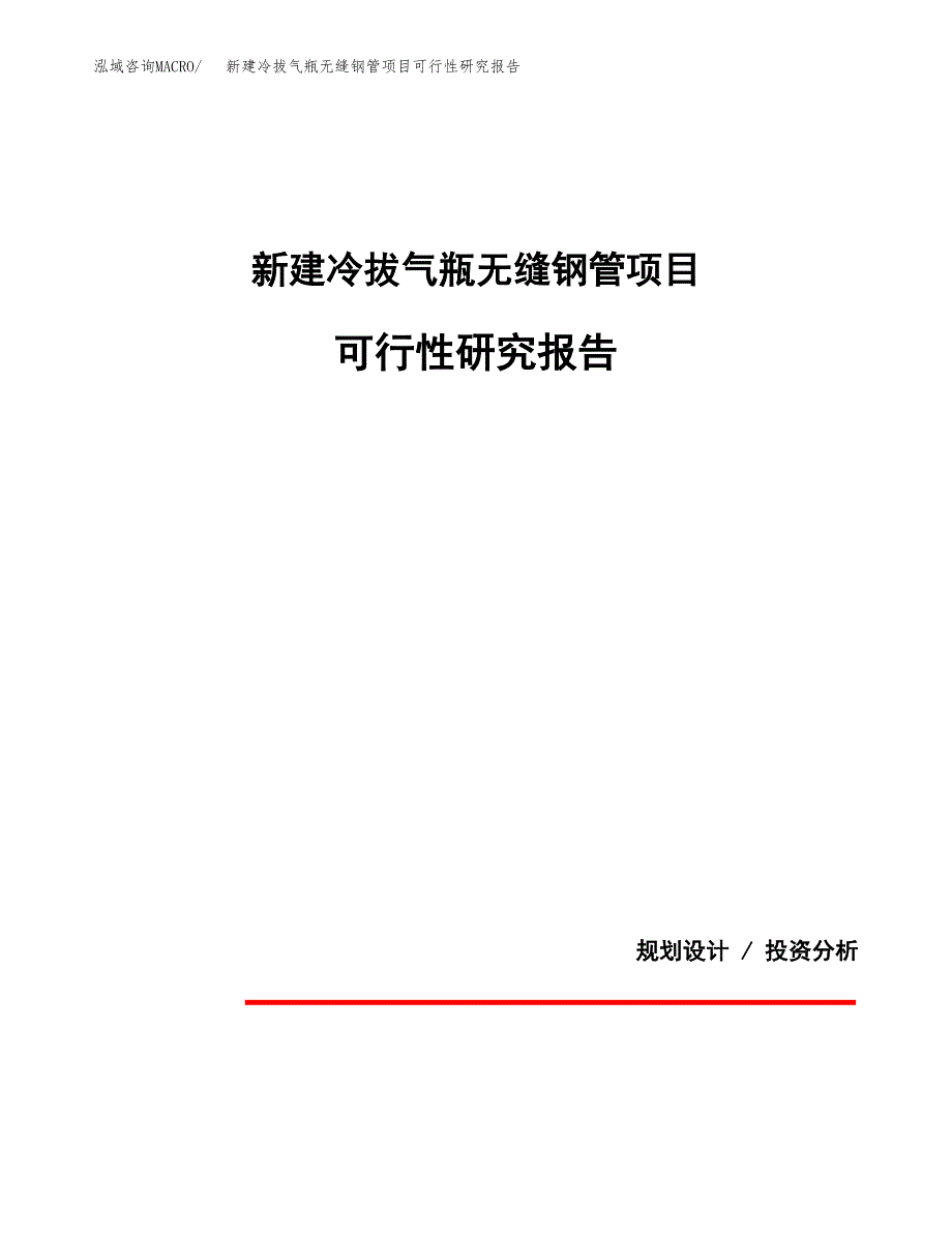 新建冷拔气瓶无缝钢管项目可行性研究报告(投资申报).docx_第1页