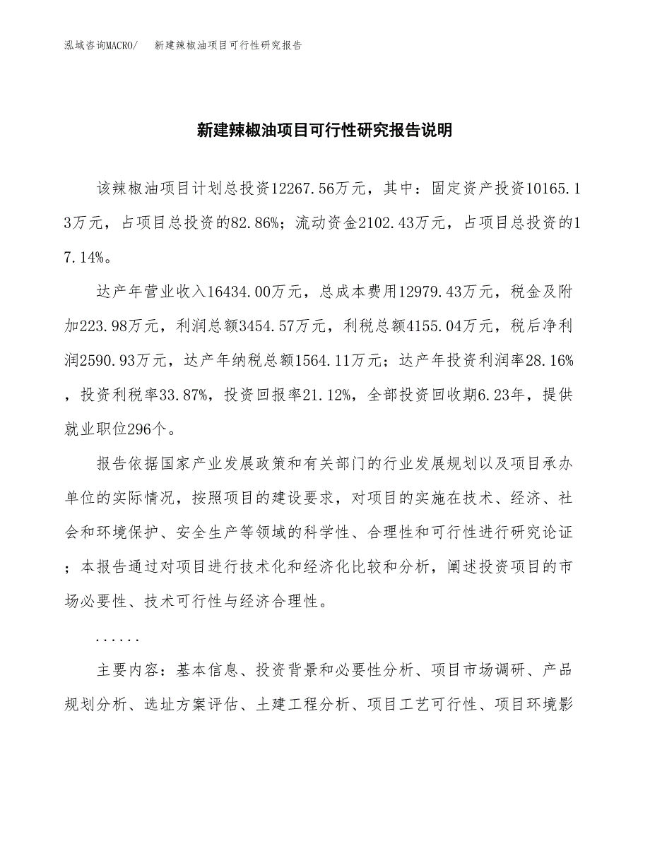 新建辣椒油项目可行性研究报告(投资申报).docx_第2页