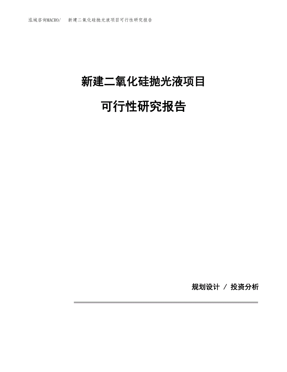 新建二氧化硅抛光液项目可行性研究报告(投资申报).docx_第1页