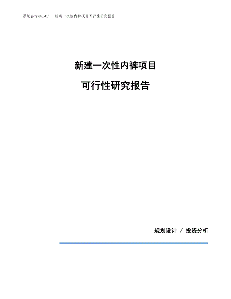 新建一次性内裤项目可行性研究报告(投资申报).docx_第1页