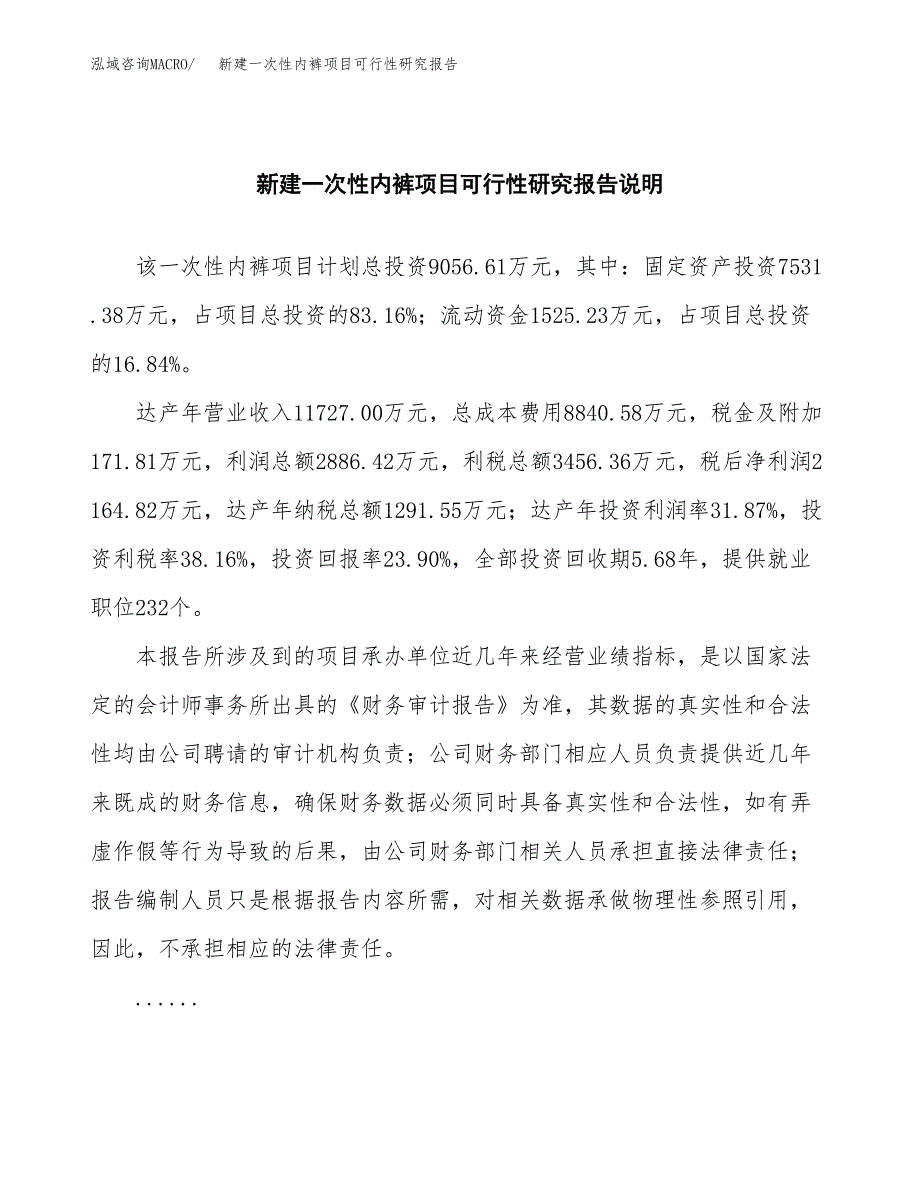 新建一次性内裤项目可行性研究报告(投资申报).docx_第2页