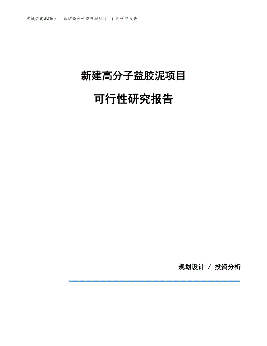 新建高分子益胶泥项目可行性研究报告(投资申报).docx_第1页