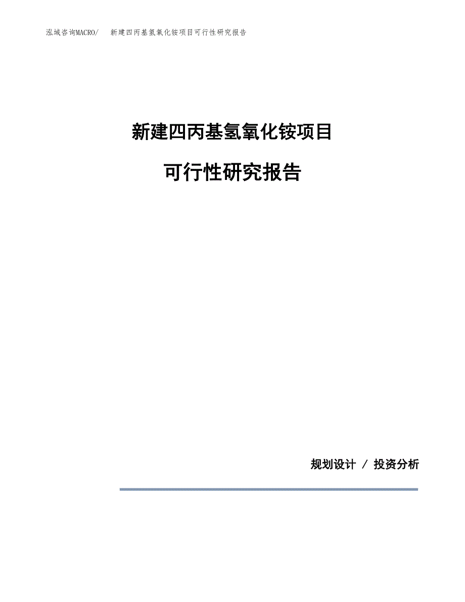 新建四丙基氢氧化铵项目可行性研究报告(投资申报).docx_第1页