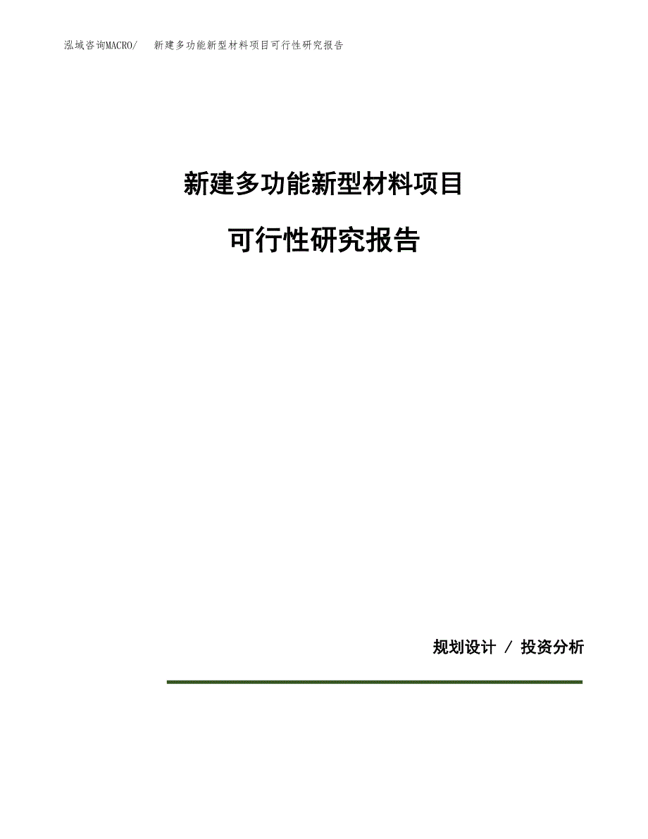 新建多功能新型材料项目可行性研究报告(投资申报).docx_第1页