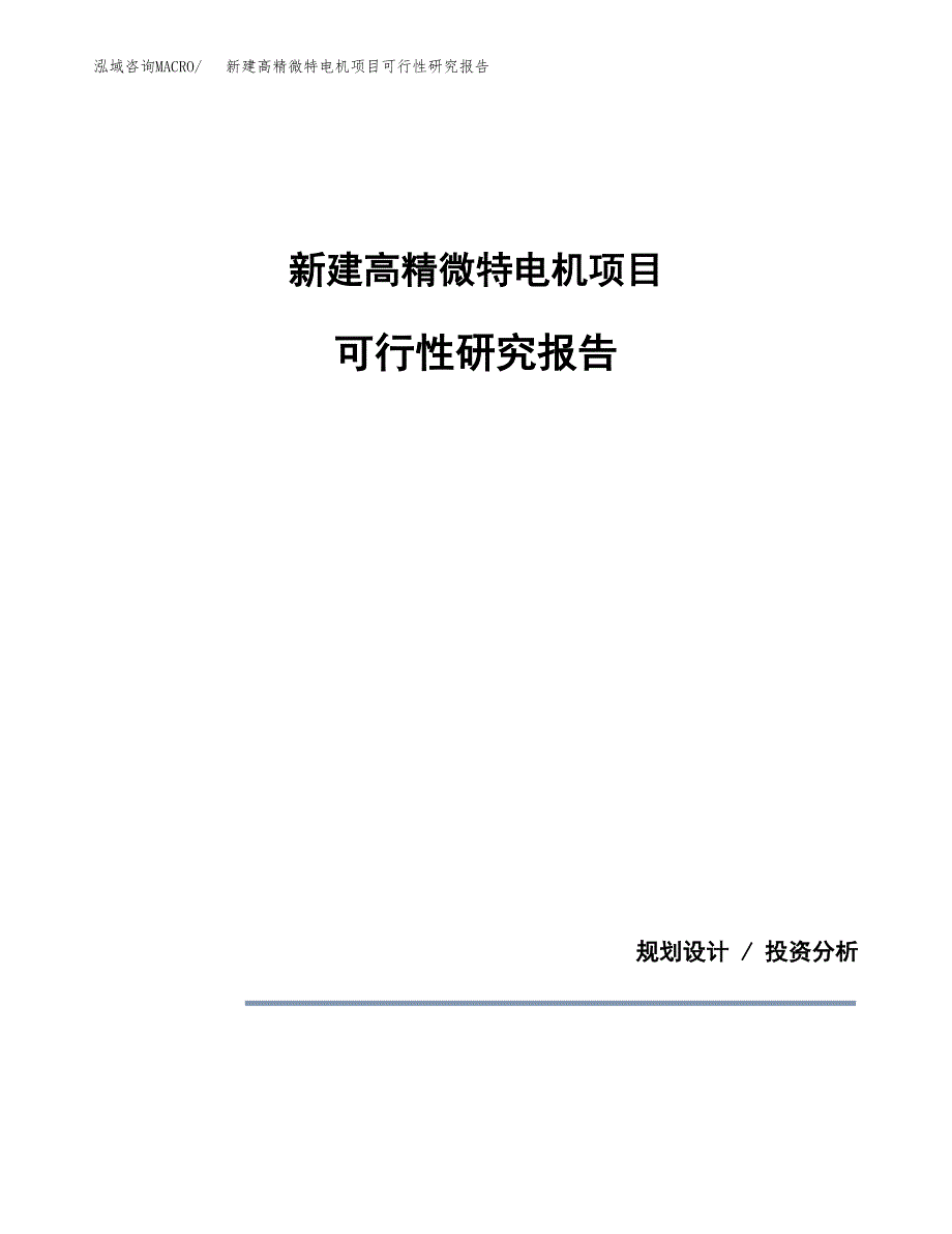 新建高精微特电机项目可行性研究报告(投资申报).docx_第1页