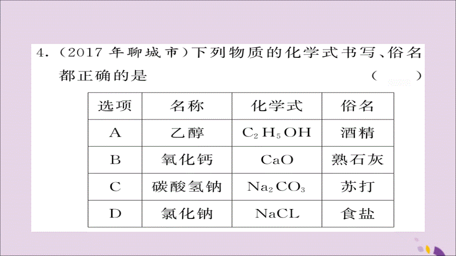 2018年中考化学总复习第一轮复习系统梳理夯基固本第8讲化学式和化学价练习课件20190116177_第4页