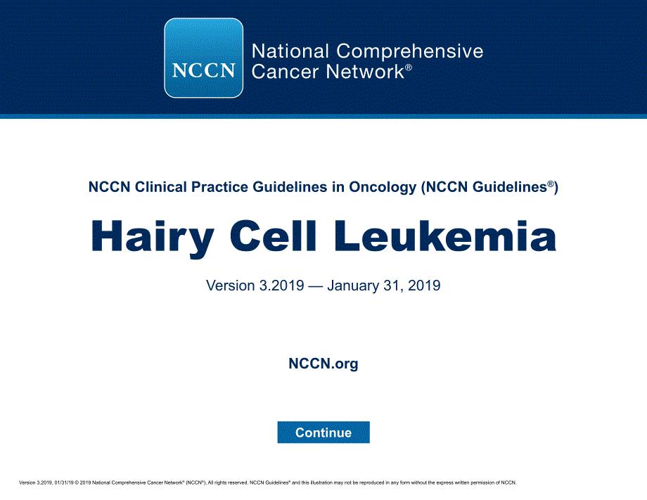 NCCN临床实践指南_毛细胞白血病(2019.V3)英文版