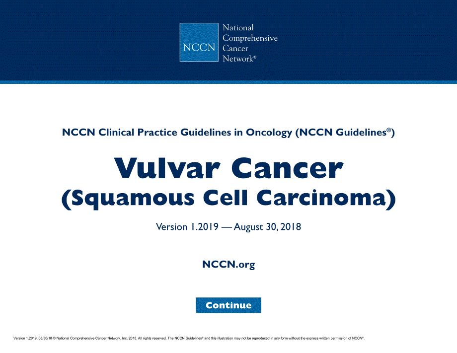 NCCN临床实践指南_外阴癌（鳞状细胞癌）（2019.V1）英文版_第1页