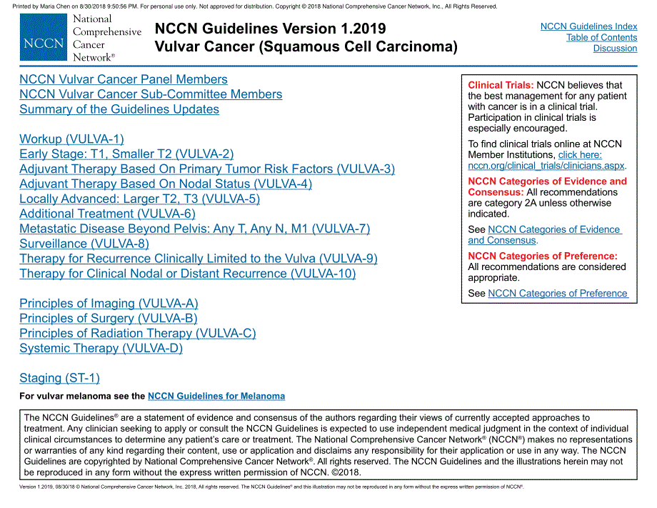 NCCN临床实践指南_外阴癌（鳞状细胞癌）（2019.V1）英文版_第4页
