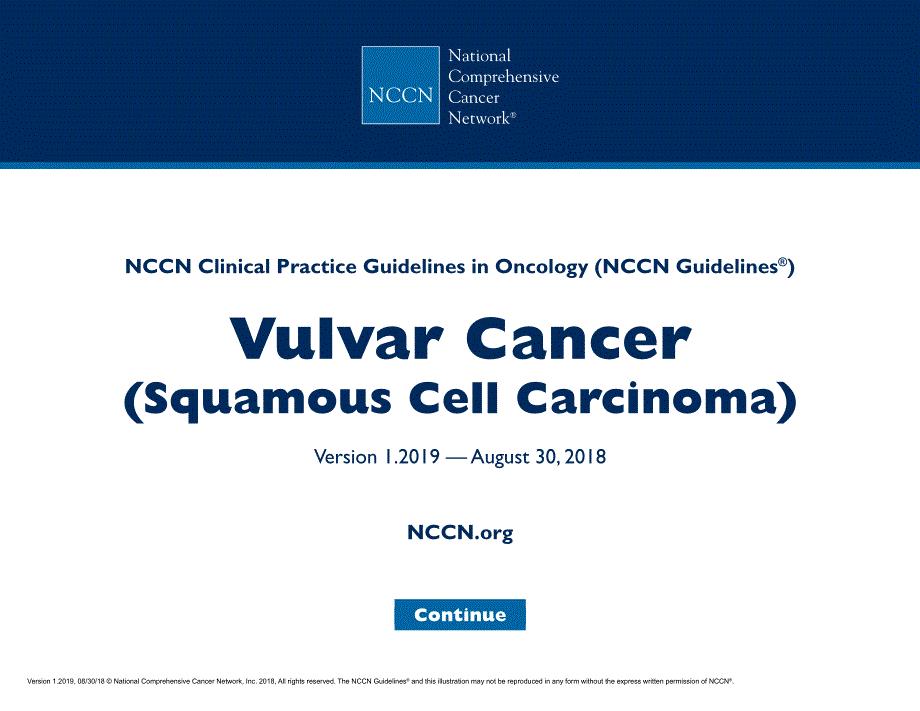 NCCN临床实践指南_外阴癌（鳞状细胞癌）（2019.V1）英文版