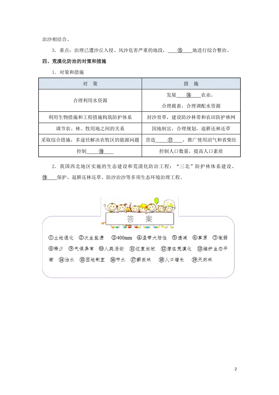 2018_2019学年高中地理专题2.1荒漠化的防治试题新人教版必修3_第2页