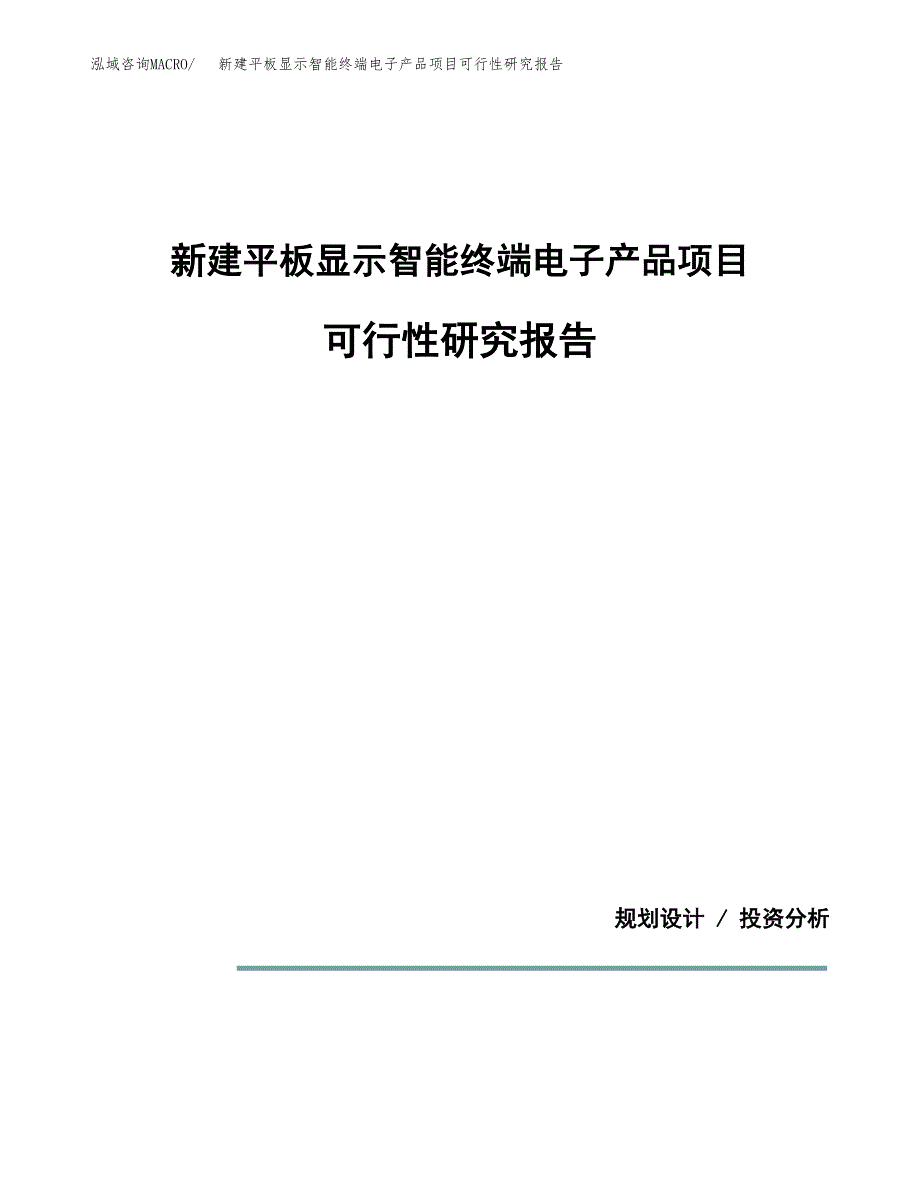 新建平板显示智能终端电子产品项目可行性研究报告(投资申报).docx_第1页