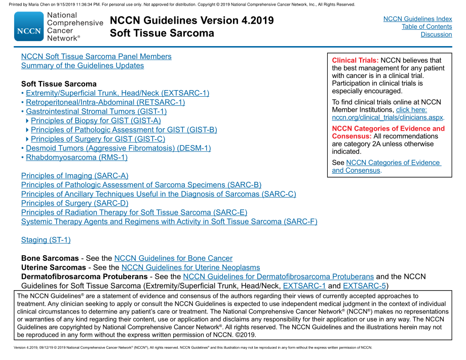 NCCN临床实践指南_软组织肉瘤(2019.V4)英文版_第3页