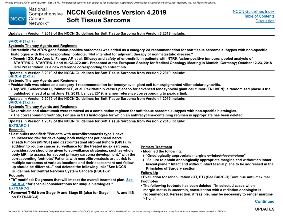 NCCN临床实践指南_软组织肉瘤(2019.V4)英文版_第4页