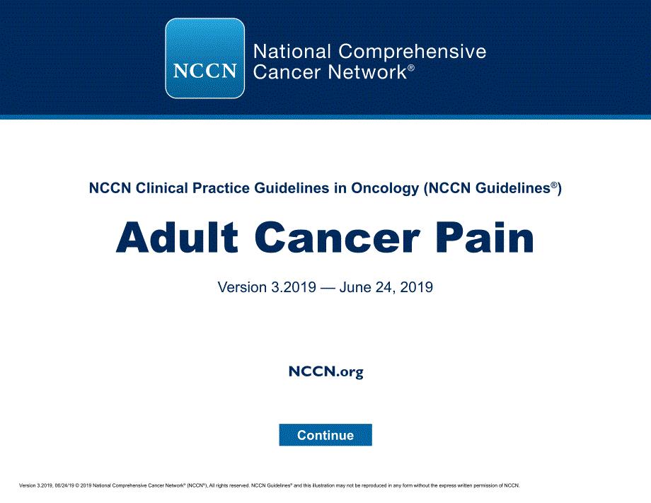 NCCN临床实践指南_成人癌痛(2019.V3)英文版