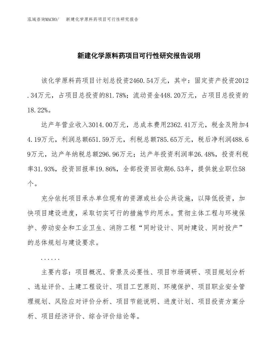 新建化学原料药项目可行性研究报告(投资申报).docx_第2页