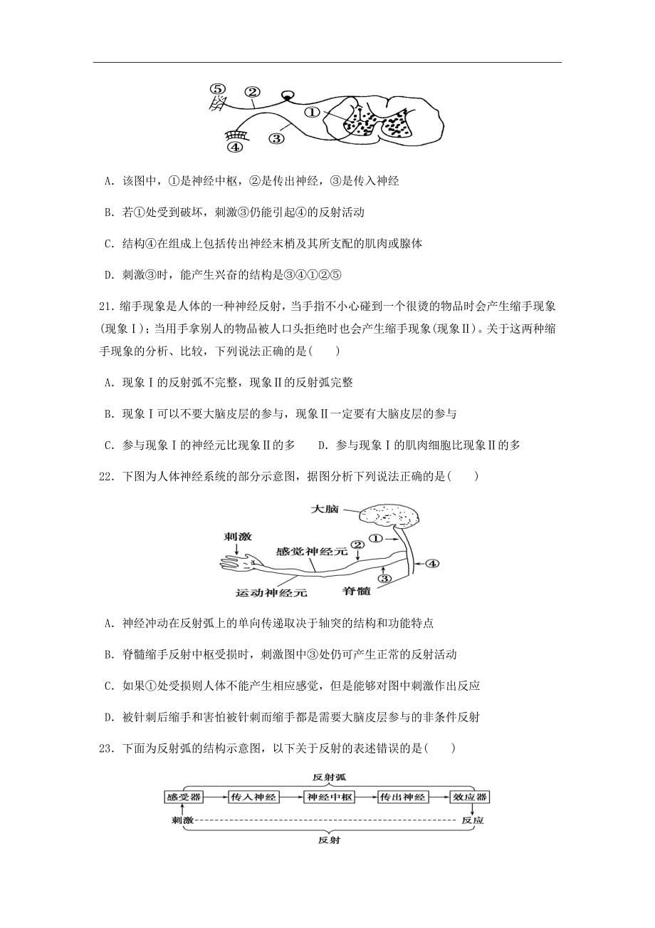 2018-2019学年河北省涞水波峰中学高二8月月考生物试题（Word版）_第5页