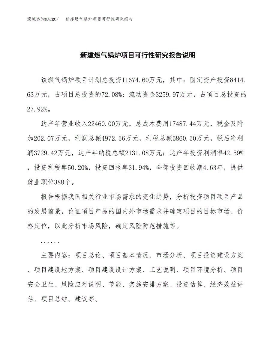 新建燃气锅炉项目可行性研究报告(投资申报).docx_第2页