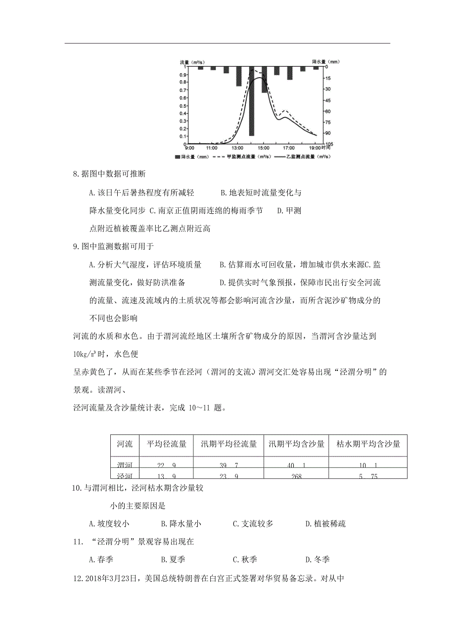 福建省莆田市第二十四中学2019届高三上学期第一次调研考试文科综合试题Word版含答案_第3页