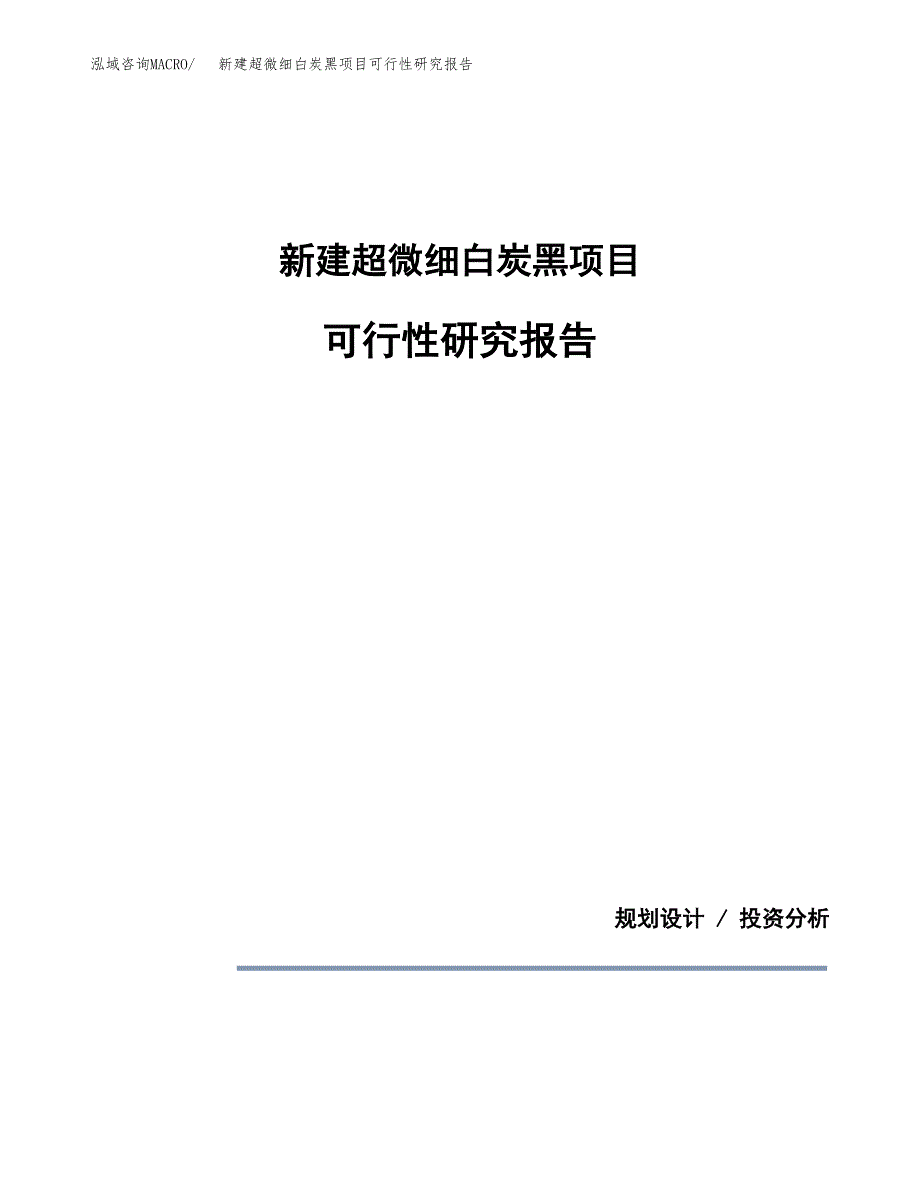 新建超微细白炭黑项目可行性研究报告(投资申报).docx_第1页