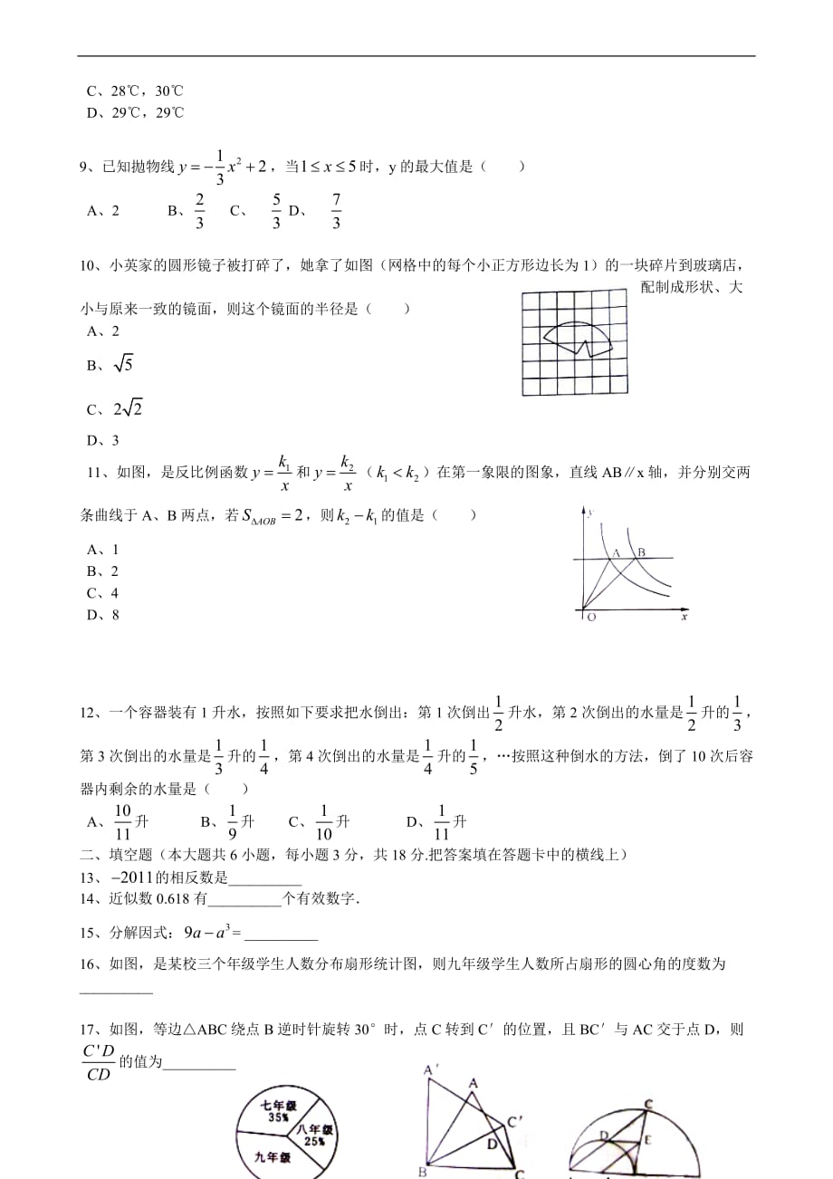 2011中考广西玉林防城港-数学卷_第2页