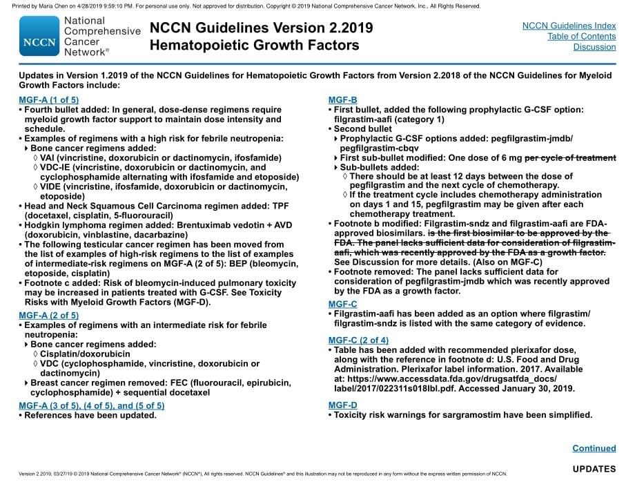 NCCN临床实践指南_造血生长因子(2019.V2)英文版_第5页