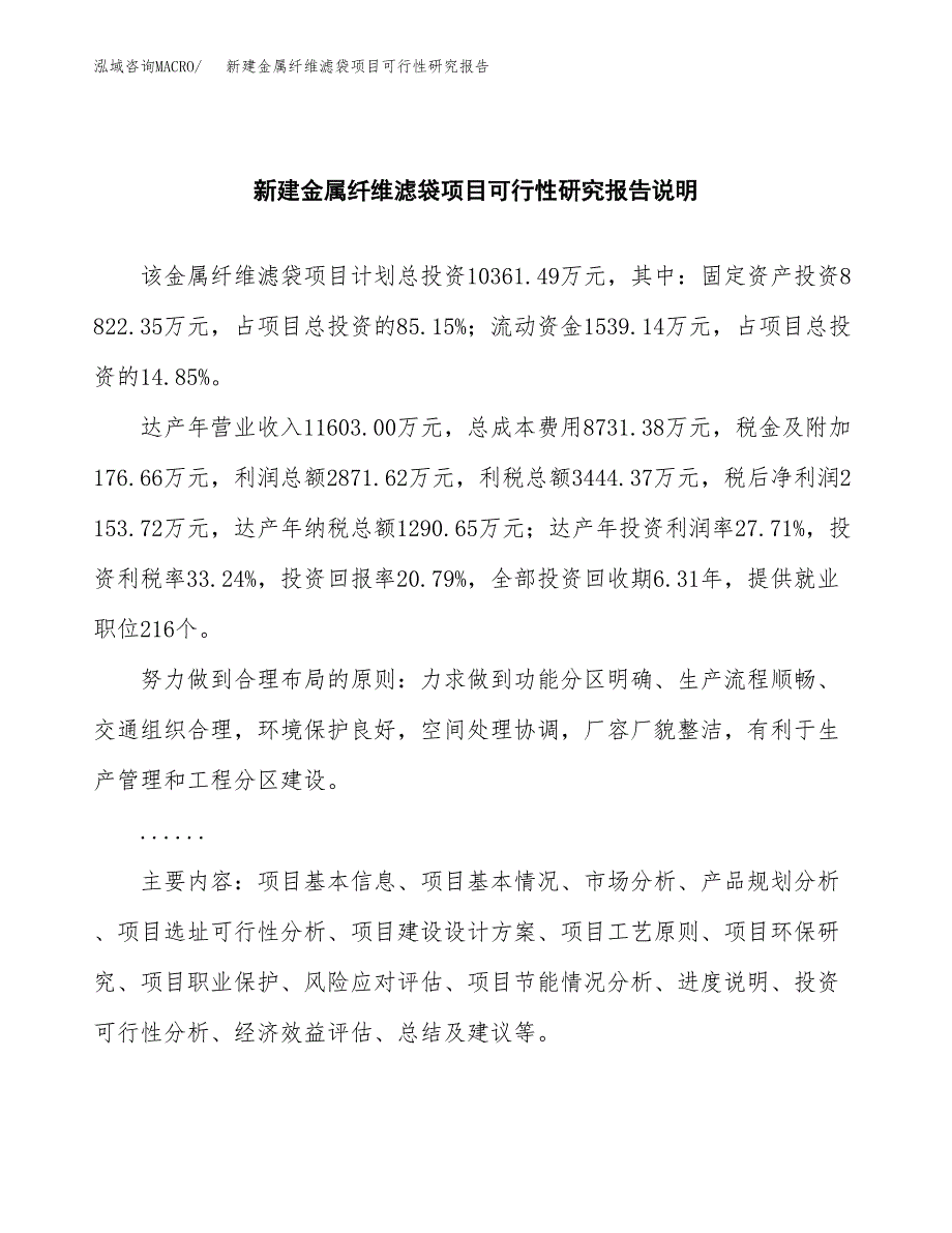 新建金属纤维滤袋项目可行性研究报告(投资申报).docx_第2页