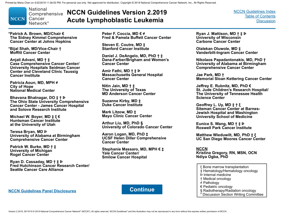 NCCN临床实践指南_急性淋巴细胞白血病(2019.V2)英文版_第2页