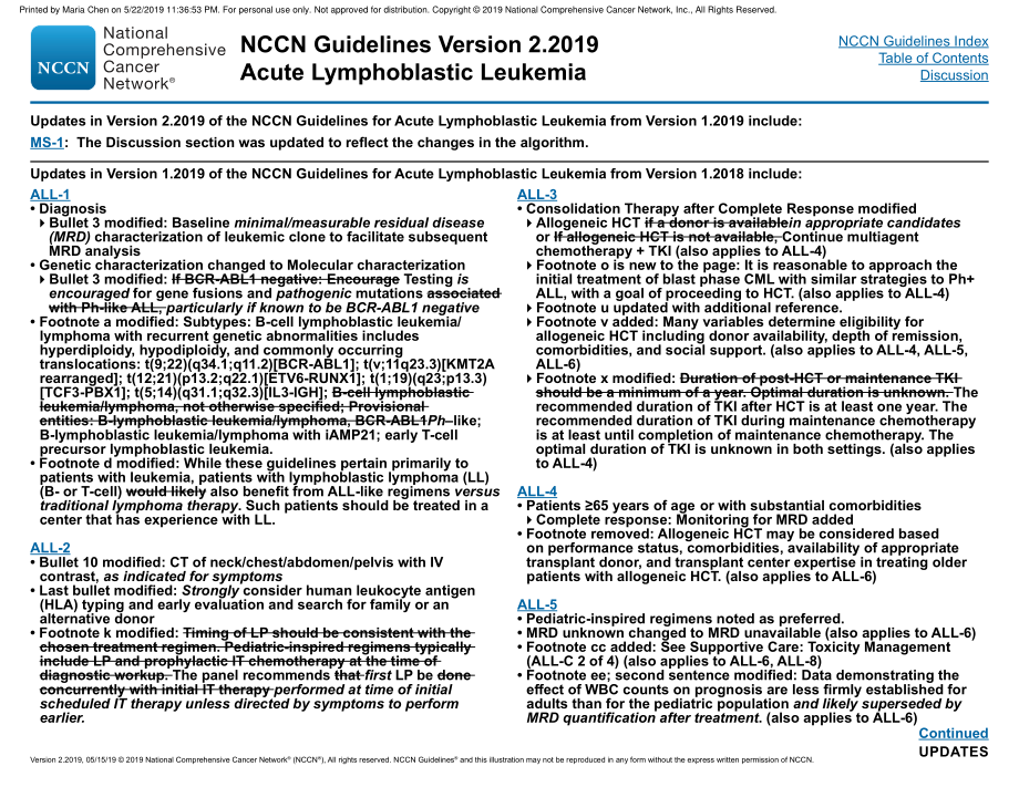NCCN临床实践指南_急性淋巴细胞白血病(2019.V2)英文版_第4页