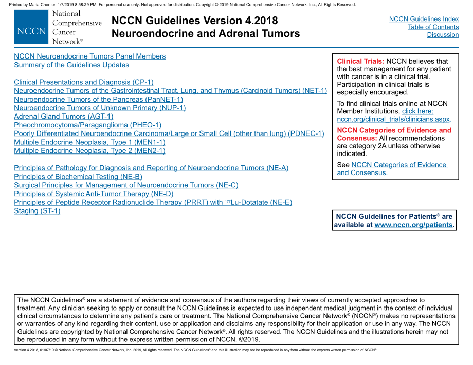NCCN临床实践指南_神经内分泌肿瘤和肾上腺瘤(2018.V4)英文版_第3页