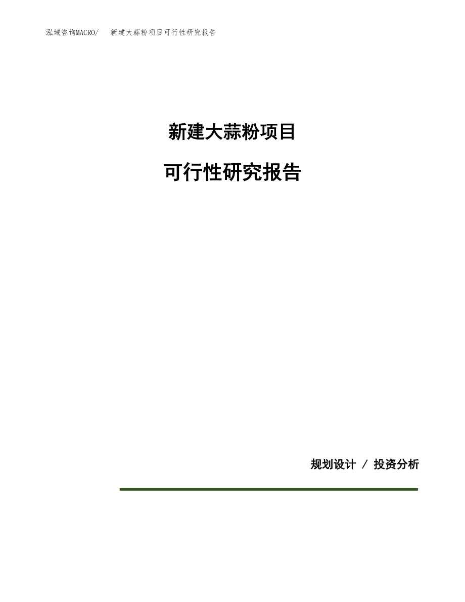 新建大蒜粉项目可行性研究报告(投资申报).docx_第1页