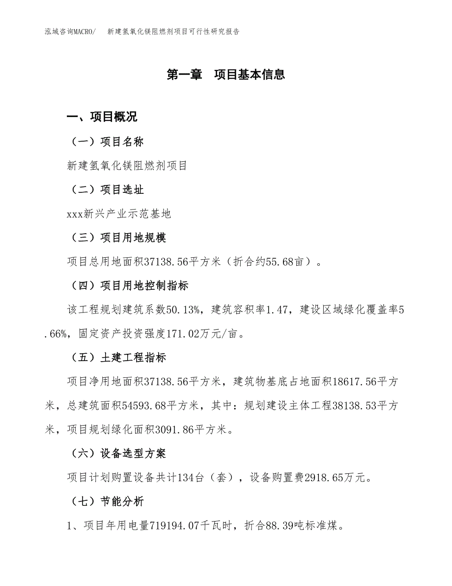 新建氢氧化镁阻燃剂项目可行性研究报告(投资申报).docx_第3页