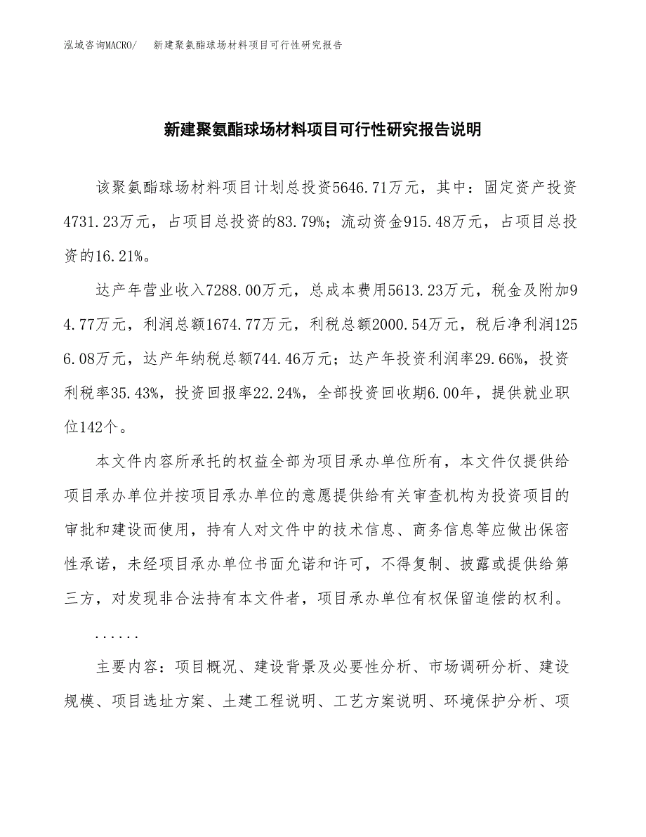 新建聚氨酯球场材料项目可行性研究报告(投资申报).docx_第2页