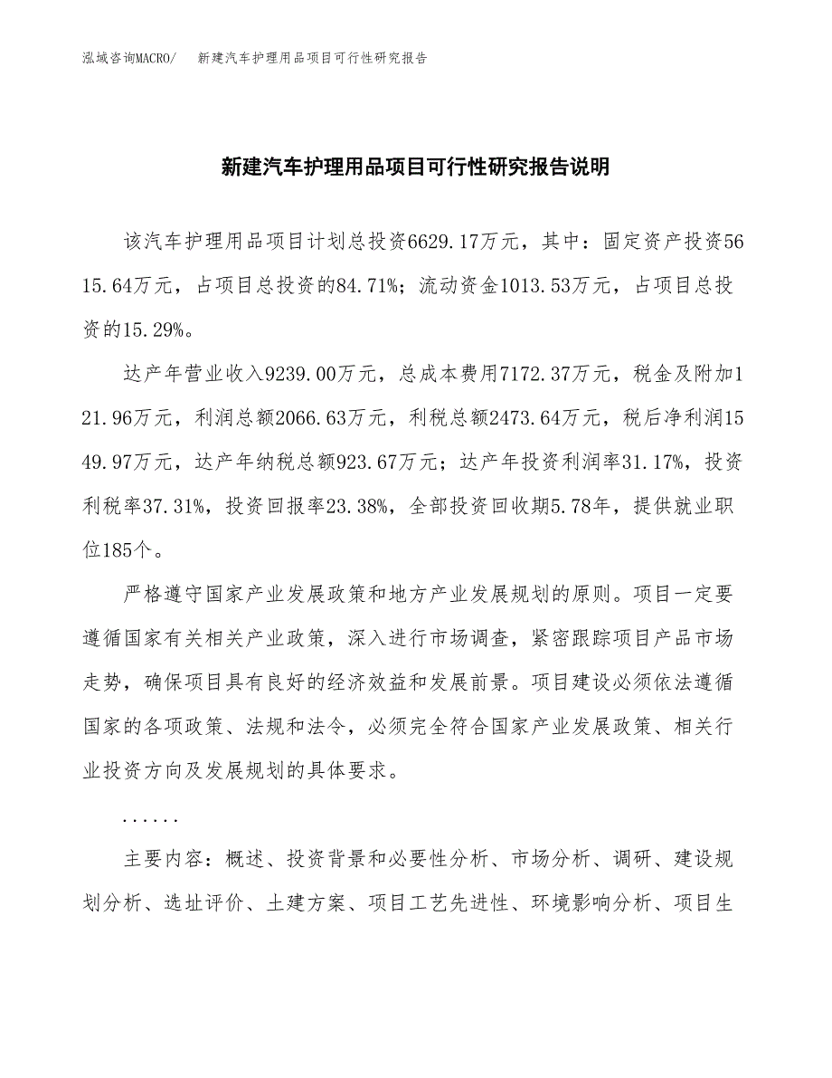 新建汽车护理用品项目可行性研究报告(投资申报).docx_第2页