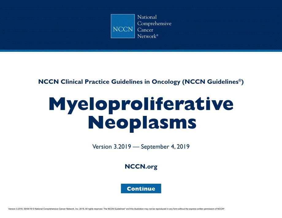 NCCN临床实践指南_骨髓增殖性肿瘤(2019.V3)英文版