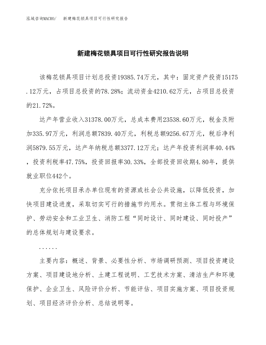 新建梅花锁具项目可行性研究报告(投资申报).docx_第2页