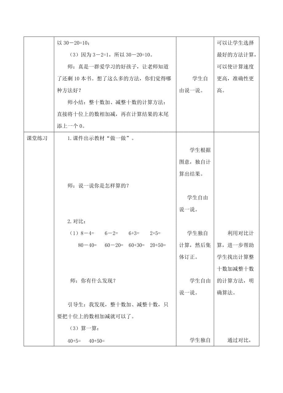 一年级下册《整十数加、减整十数》教学设计（附同步练习）_第5页