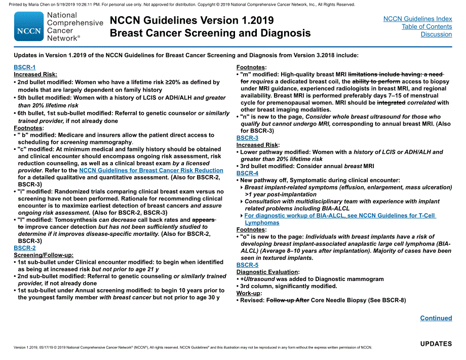 NCCN临床实践指南_乳腺癌筛查和诊断(2019.V1)英文版_第4页