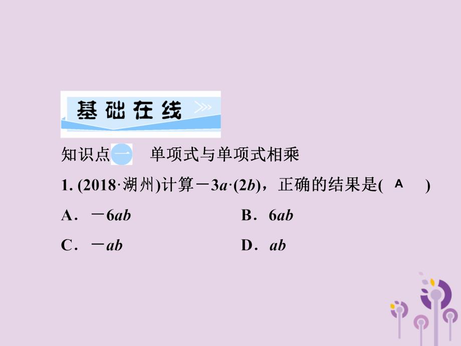 2019春七年级数学下册第2章整式的乘法2.1整式的乘法2.1.3单项式的乘法习题课件新版湘教版201902121146_第3页