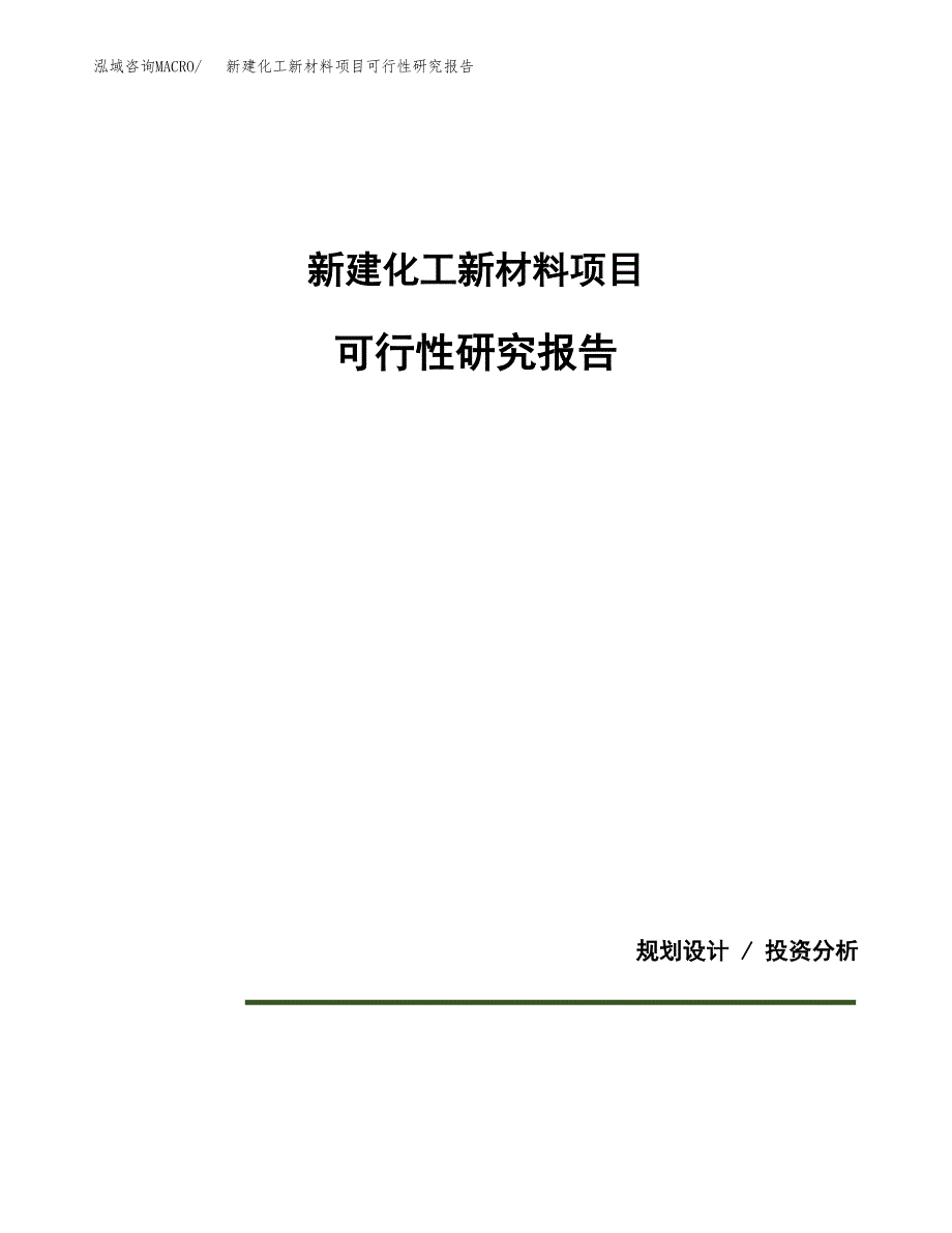 新建化工新材料项目可行性研究报告(投资申报).docx_第1页