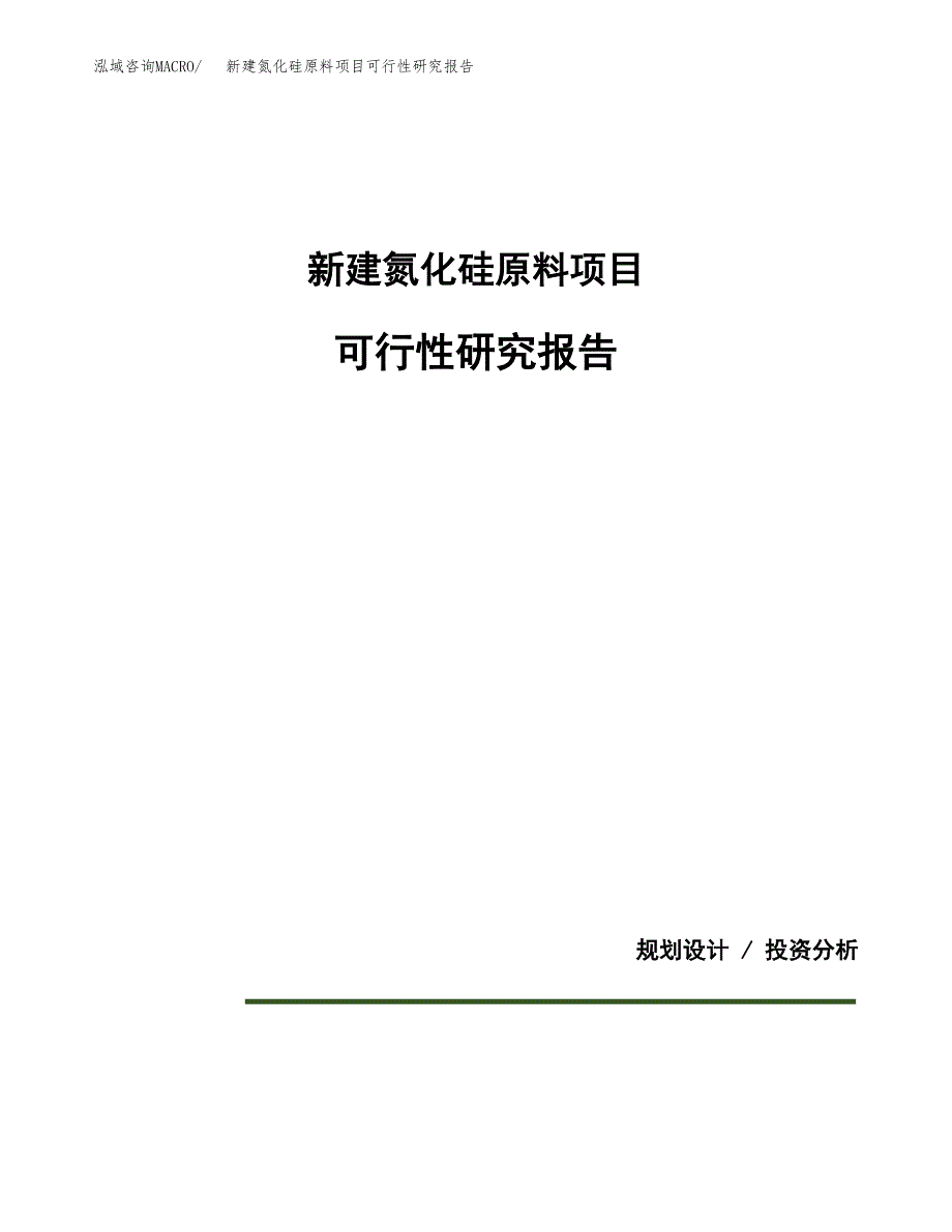 新建氮化硅原料项目可行性研究报告(投资申报).docx_第1页