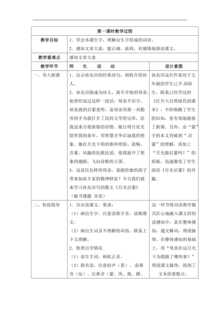 五年级下册语文教案18月光启蒙2苏教版_第2页