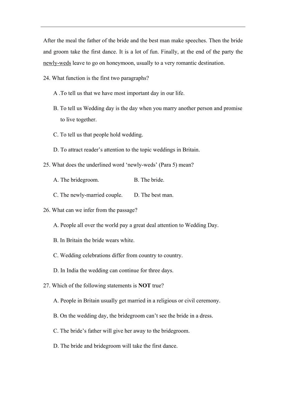 高三上学期第五次月考（一模）英语试题Word版含答案_第4页
