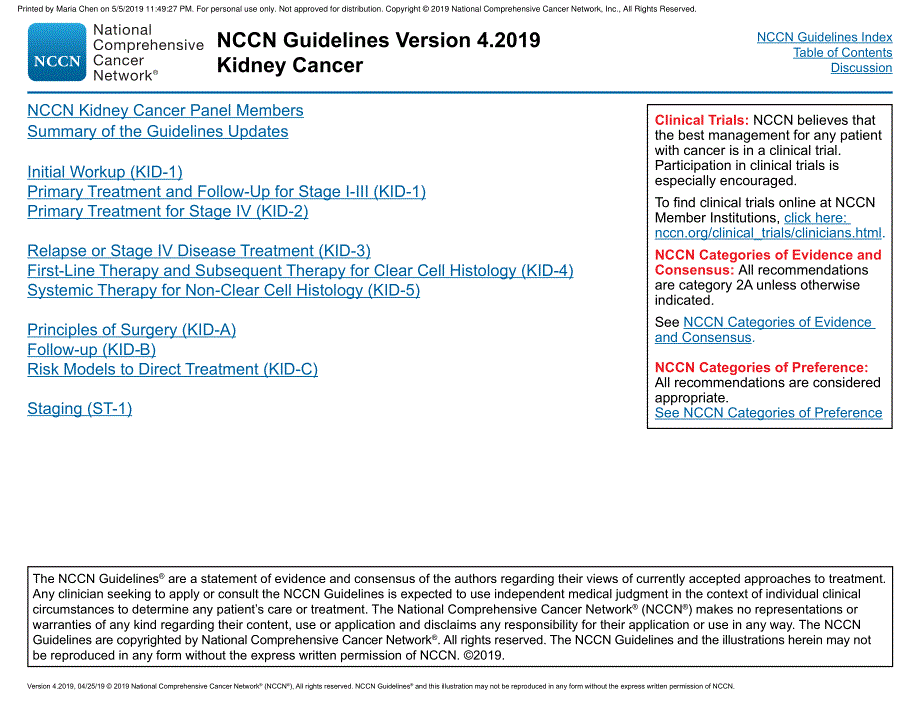 NCCN临床实践指南_肾癌(2019.V4)英文版_第3页
