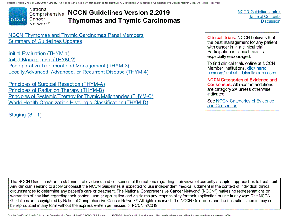 NCCN临床实践指南_胸腺瘤和胸腺癌(2019.V2)英文版_第3页