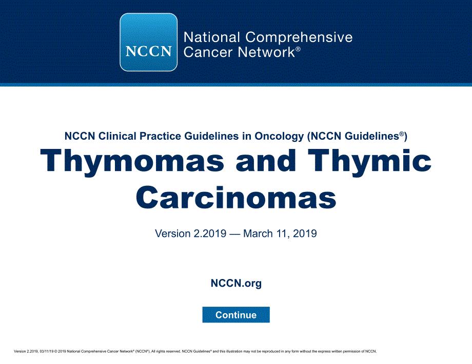 NCCN临床实践指南_胸腺瘤和胸腺癌(2019.V2)英文版