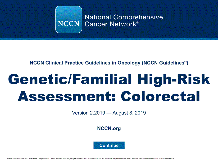 NCCN临床实践指南_遗传_家族高风险评估-结直肠癌(2019.V2)英文版_第1页