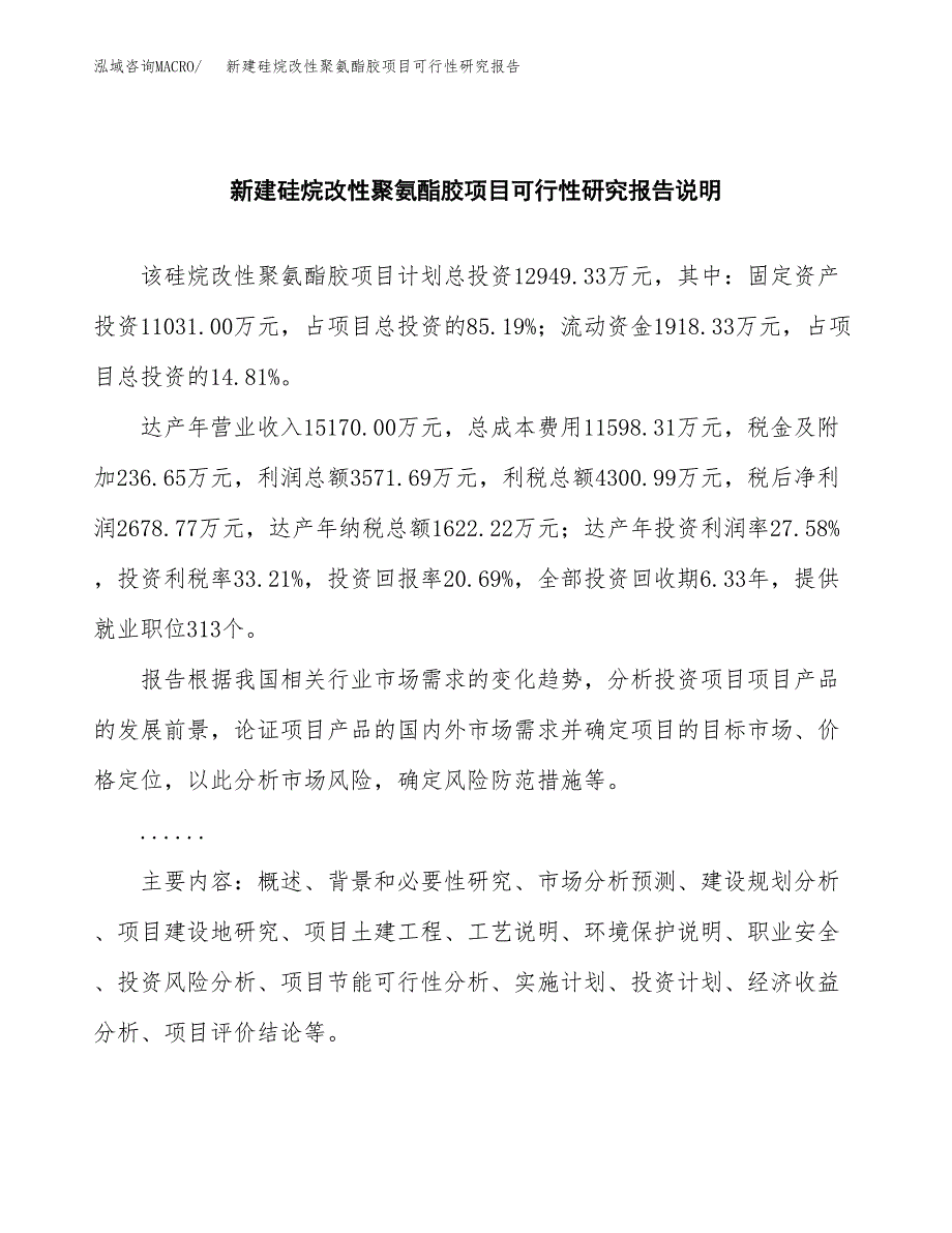 新建硅烷改性聚氨酯胶项目可行性研究报告(投资申报).docx_第2页