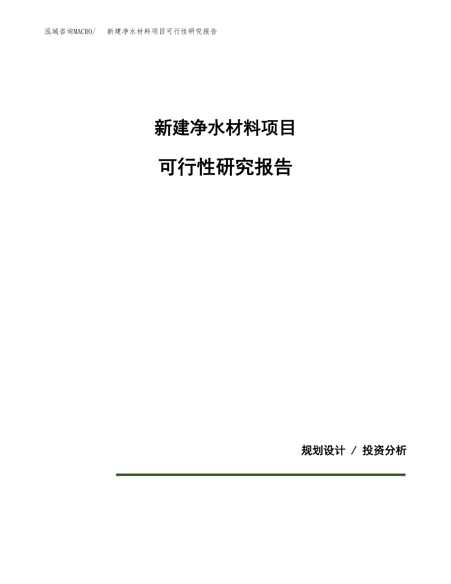 新建净水材料项目可行性研究报告(投资申报).docx_第1页