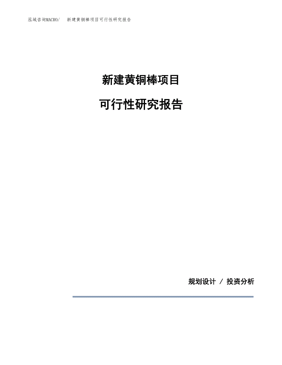 新建黄铜棒项目可行性研究报告(投资申报).docx_第1页